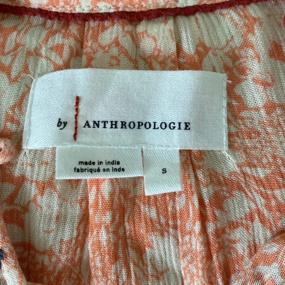 Anthropologie Claudia Floral Embroidered Baby Doll Top - S